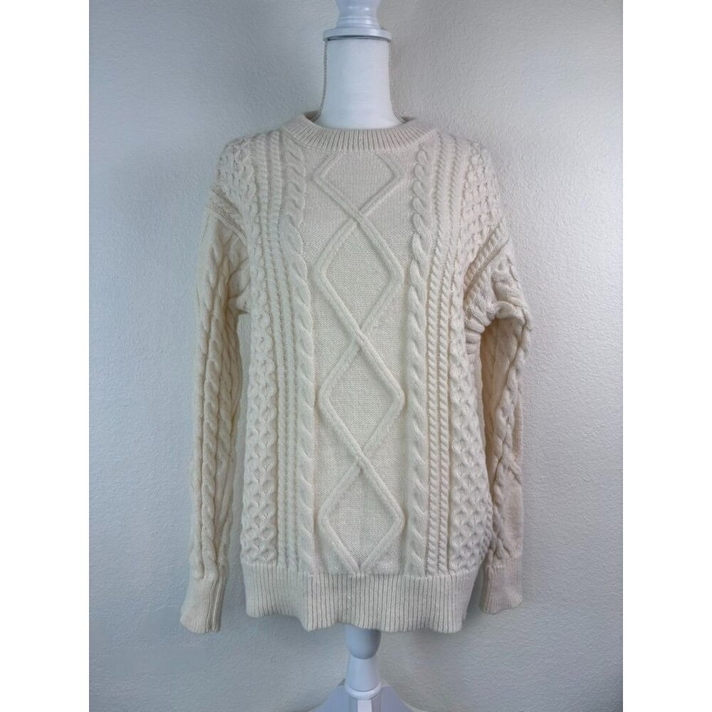 Elfric Eden women's medium cream retro 90's knit sweater cable knit chunky Y2K